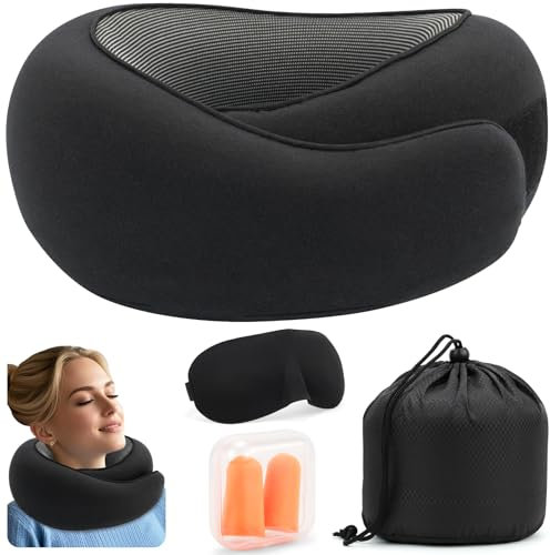 Nackenhörnchen Erwachsene, Nackenkissen Flugzeug, Nackenkissen Reise, Neck Travel Pillow, Reisekissen Flugzeug, Kissen Flugzeug, Reise Nackenkissen Mit Ohrstöpseln, Augenmaske Und Aufbewahrungstasche