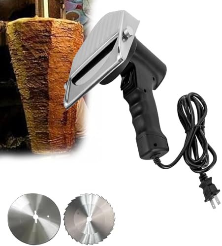 Taglierina Shawarma in acciaio inox commerciale Coltello Shawarma senza fili Affettatrice professionale per kebab turco con 2 lame, 2 batterie, per Shawarma 0~8mm,stripline