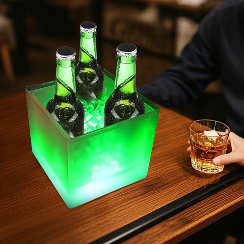Xigner LED ishink 3,5 l ishink med färgförändring – vin och champagnekylare, isbitshäll, dryckesbehållare, flaskkylare, isbox för fester, barer, klubbar, för rött vin, juice, öl