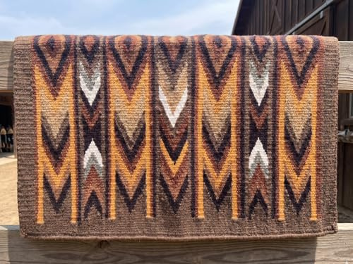 Western Show Saddle Pad/Blanket for Horses - Handmade Wool Saddle Blanket with New Zealand Design, Regular Size 34” L x 36” W x 1” Thick, Durable & Comfortable for Horse Riding M 134