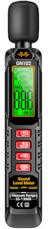 Schalldruckpegelmesser, Messwert Speicher Dezibelmesser, Mit A-bewertetem Messbereich 30-130 dB Datenhaltefunktion LCD Display mit Hintergrundbeleuchtung für Umweltüberwachung Hörtests Baustellen