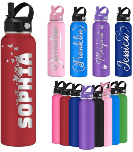 Oscolewis Custom Water Bottle Personalized Stainless Steel Name Water Bottles 12 18 24 32 40oz Customized Engraved Insulated Bottle for Women Men Name7