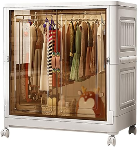 Armadio portatile per armadio, armadio pieghevole in plastica con porta magnetica e ruote, organizer per armadio per camera da letto