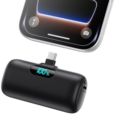 Mini Power Bank USB C 5000mAh, Ultra Compacto Powerbank 15W PD Carga Rapida Cargador Portátil Batería Externa Compatible con iPhone 17/16/15 Serie, Samsung, Xiaomi, Huawei, Switch USB C Teléfonos etc