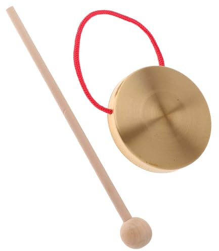 Koppar Gong Handgong - Traditionellt slagverksinstrument, musikleksak för barn, 120 mm diameter + 160 mm träklubba, resonant metalllegeringskomponent - för hemmakontor och rytmisk lek