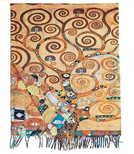 Toocool Sciarpa stola unisex Klimt Van Gogh Kandinsky Monet foulard con quadri famosi 70x170 cm Scialle Opere d'Arte A001 [Taglia unica, Albero Della Vita]