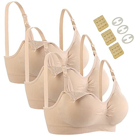 Seitop 3er-Pack Still-BH für Damen, nahtlose Still-BHs, beige, Medium