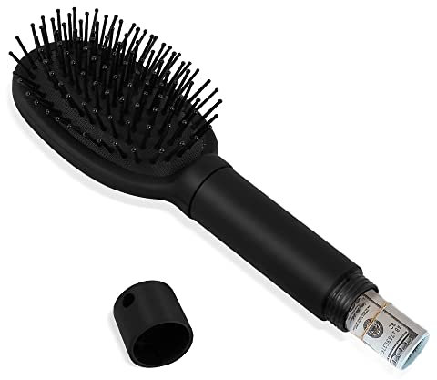Worldity Diversion Safe Hair Brush to Hide Money, Cash, Jewelry, Mini Keys, Beach Safe Container Real Hair Brush Comb for Valuables, Perfect for Travel or At Home(Black)