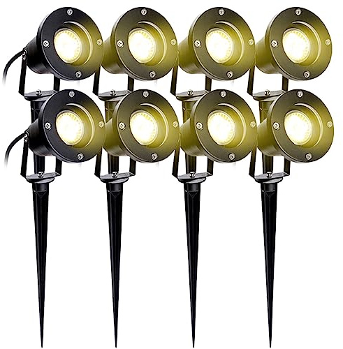 Daromigo proiettore da giardino set di 8 luci da giardino LED COB bianco caldo ip65 proiettore da giardino impermeabile percorso di illuminazione con chiodo a terra