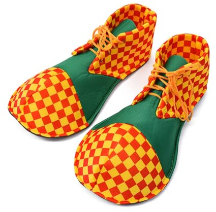Clown Shoes Adult Men Women Funny Costume Accessories Round Head Shoes Prom Props Halloween (Orange+Green)