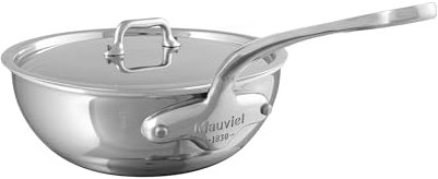 Mauviel M'Urban 4 Tri-Ply Polished Stainless Steel Chef Pan With Lid And Cast Stainless Steel Handle, 3.4-Qt, Made In France