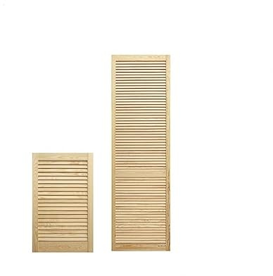 Classic Louvred Door - Solid Wooden Single Panel Unfinished Colour - Sanded, Polished, Extra Smooth Louvre Door - Ready to Paint - Wardrobe Doors, Cupboard Doors, D.I.Y, Room Dividers