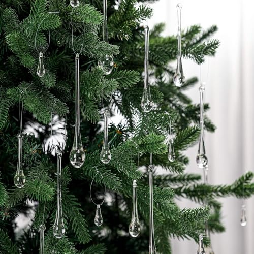 LOYIM 22 Pcs Crystal Glass Teardrop Christmas Ornaments, 4 Medium Size