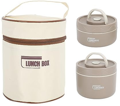 Térmica, Contenedor de Almuerzo Aislado Sellado, Caja Termo de Acero Inoxidable 304 con Bolsa Térmica para Aislamiento Térmico, Contenedor de Almuerzo Redondo (2 cajas)