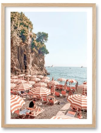 HesenDot 12x16IN Amalfi Coast Framed Wall Art Positano Canvas, 1Pack