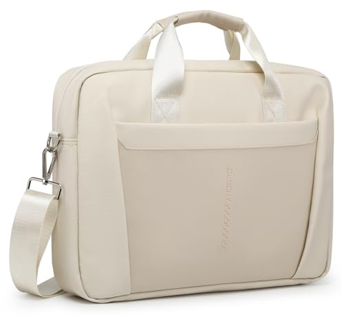 GAOCHY 15-16 Pouces sac à dos pour Ordinateur Portable Porte-documents Résistant à L'eau sac de Messagerie pour Ordinateur Compatible avec MacBook Pro 16, MacBook Air 15 2025, Vivobook, Blanc Perle