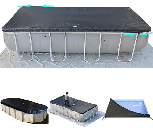 SIHAIAN 9x18Ft Rectangular Pool Cover with Side Storage for Oval and Rectangular Above Ground Pool, One-Piece Solar Oval Pool Cover, Preventing Waterlogging, UV and Weather Resistant WP:10000kPa+