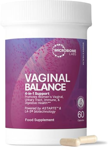 Microbiome Labs Vaginal Balance - Vaginal Probiotics for Women with Lactobacillus Gasseri - Feminine Care to Encourage pH Balance for Women, Reduce Discomfort & Support Gut Health (60 Capsules)