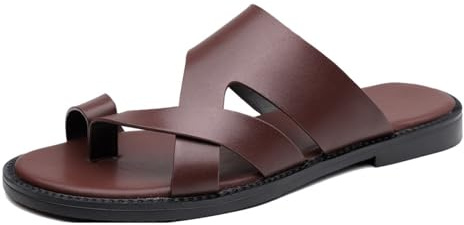 Yytcsjz Sandalias Ortopédicas para Hombre, Sandalias De Verano Cuero Sin Cordones Modernas con Punta Abierta Y Corrector De Juanetes, Elegantes Chanclas Deportivas Impermeables para Exteriores