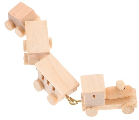 HEALSOPTHY Mini Treno in Legno, Decorazione Compatta per Casa delle Bambole, Giocattolo Natalizio Resistente e Facile da Trasportare