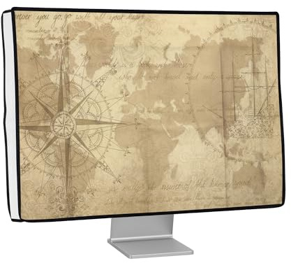 kwmobile Linnefodral kompatibel med 27-28 skärm – skyddshuva dammskydd för datorskärm – datoröverdrag dammhuva – rese vintage