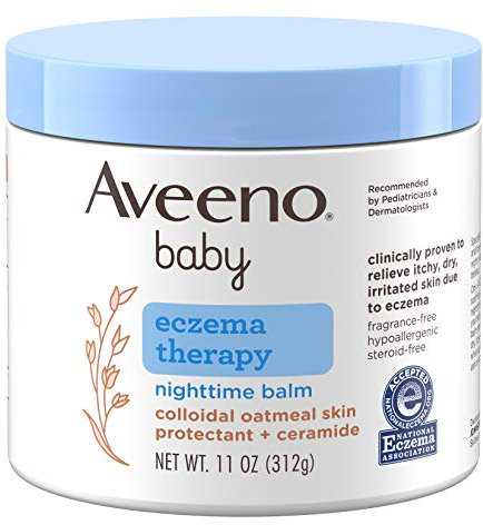 Aveeno Baby Ekzemtherapie Nachtbalsam mit natürlichen kolloidalen Haferflocken zur Linderung von Ekzemen, 325 ml.
