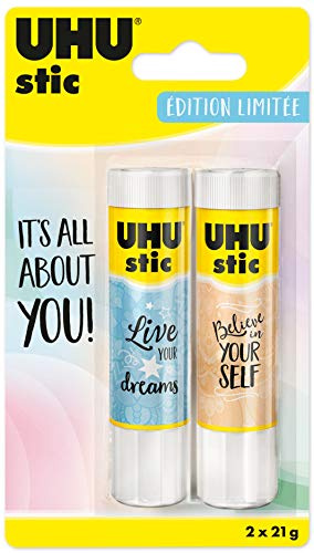 UHU Stic - Bastoncini di colla senza solventi, edizione limitata pastello, bianco, confezione da 21 g