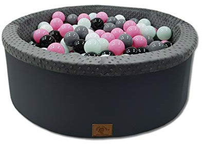 Odolplusz Piscina per palline 90 x 30 cm ∅ 7 cm | piscina per bambini con 200 palline colorate rotonde, diversi colori a scelta (grafite – ragazza)