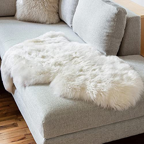 Alfombra Piel de Oveja Auténtica, Grande Pelo Largo (Blanco), 1p(75X110cm)