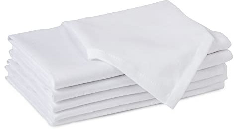 Encasa XO White Cloth Napkins Set of 6, 43x43 cm | Solid Color Cotton Dinner Napkins | Washable & Reusable Napkins For Dining Table Fall Decoration, Holiday & Christmas Festivals