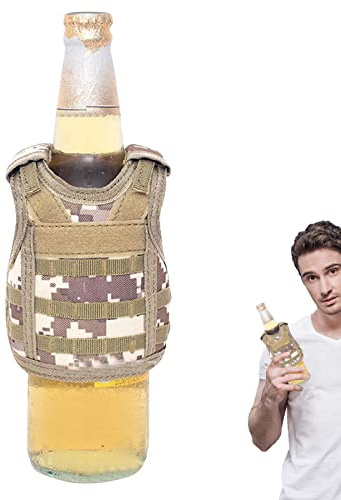 Generic Mini gilet tactique,Mini Molle Gilet réglable pour boissons | Refroidisseur de boissons tactique d'isolation thermique pour canettes et bouteilles de 12oz-16oz