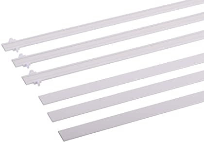 deco-raum Paneelwagen Weiß 45cm 3 Stück aus Aluminium mit Klettband kürzbar für Gardinenschienen Universal mit Gleiter und Flachbeschwerung 20x3mm