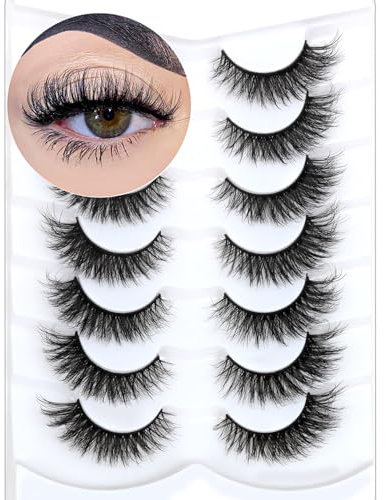 Veleasha Lot de 7 paires de cils artificiels - Aspect naturel et moelleux - 100 % fait main - 614