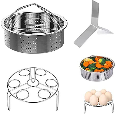 3 Piezas Rejillas Vaporera, Rejilla Vaporera Divisor, Rejilla Vaporera Huevos, Cesta Vapor Acero Inoxidable, Accesorios Olla Presión, Pared Divisoria Vaporera, para Verduras, Carne, Postres, Huevos