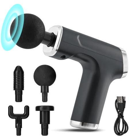CUQOO Deep Tissue Massage Gun – Mother’s Day Gift for Mum, USB Rechargeable 6-Speed Handheld Muscle Massager with LCD Display & 4 Attachments – Ideal for Men & Women