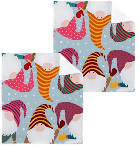 ISAOA Weihnachts-Waschlappen-Handtuch für Badezimmer, Spa, Hotel, Weihnachts-Winterkarte mit Zwerg, Gästehandtücher, Waschlappen, saugfähig, schnell trocknend, 6,30 x 30 cm