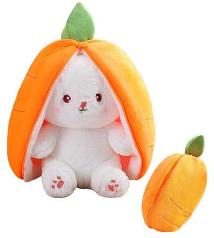 PXRLMYF Jouets Lapin Muppet,Lapin De Pâques en Peluche Mignon Réversible,Lapin Peluche Cadeaux pour Filles,BéBé,Garçons (18cm, Carotte Rabbit)