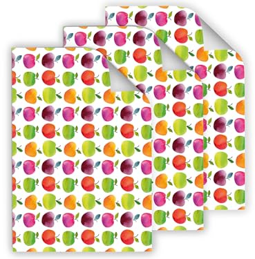 Junapack 6 Geschenkpapier-Bögen hochwertige reißfeste Geschenkverpackung für Kinder Frauen Apfel Geschenkverpackung für kleine Geschenke für Geburtstag Weihnachten Jubiläum (6 Bögen je A3-Format)