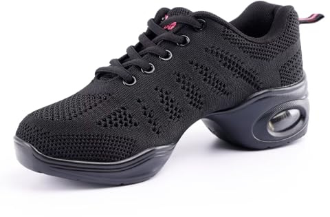 Asyusyu Baskets de danse pour femme - Chaussures de danse jazz à lacets avec coussin d'air pour homme et femme - Cheerleader Zumba