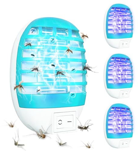 Mückenlampe 4 Stück Insektenvernichter Elektrischer, Elektrischer Mückenschutz Steckdose UV-Licht Elektrisch Insekten Mückenfalle, Mückenvernichter Lampe mit Nachtlicht für Mücken