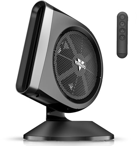 Vornado STRATA 8T Oscillating Table Fan with Remote, Energy Efficient DC Motor, Removable Grille, Pivoting Head, 10 Electric Fan Speeds, Quiet Operation, Versatile Fan for Bedroom & Home