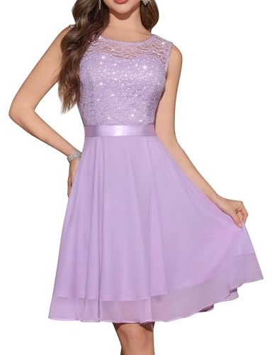 Berylove - Vestidos de cóctel y vestidos de graduación para adolescentes, vestidos formales sin mangas de encaje para invitadas de boda, XXL