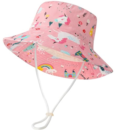 ViEinkaufen Kids Adjustable Bucket Sun Hat 3-5 Years Pink Unicorn