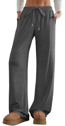 Aoulaydo Women's Wide Leg Lounge Pants with Pockets 22/30 Inseam