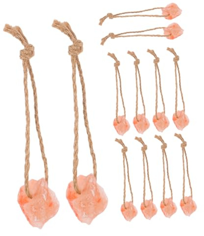 BESPORTBLE Mineral Salt Blocks with Hanging Rope for Livestock – 12pcs Natural Pink Salt Chew Blocks 30-50g Each – Suitable for Horses, Cattle, Deer, Goats, Alpacas on Farms