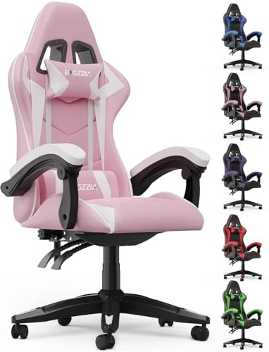 Racingreat Gaming-Stuhl Ergonomischer Kopfstütze Lendenstütze (Rosa Weiß)