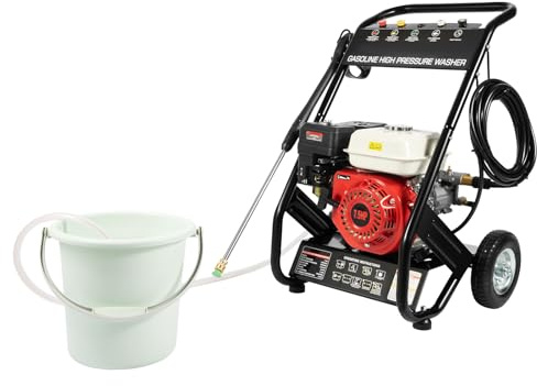 Rondella Ad Alta Pressione Benzina 7,5 CV 3400w 4 Tempi, Macchina Per La Pulizia Con 5 Ugelli SeLezionabili, Motore A Benzina Potenza Max. 190 Bar Rondella Ad Alta Pressione per Auto E Giardino