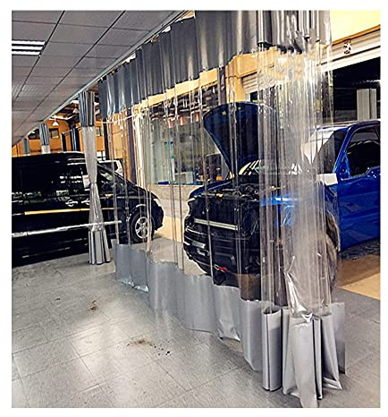 Cortina de lona de PVC transparente resistente, panel lateral transparente impermeable para talleres, garajes y uso al aire libre (gris, 2,8 x 2,2 m)
