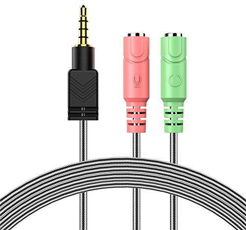 MillSO Adaptador de Auriculares con Conector en Y y Conector de Audio de 3,5 mm con micrófono Independiente y Toma de Auriculares para Auriculares para Juegos de PC, portátiles y tabletas - 1 m