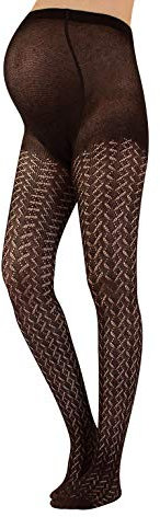 CALZITALY Gestrickte Umstandsstrumpfhose aus Baumwolle | Gemusterte Schwangerschaftsstrumpfhosen | Grau | S, M, L, XL | Made in Italy (L, Braun)